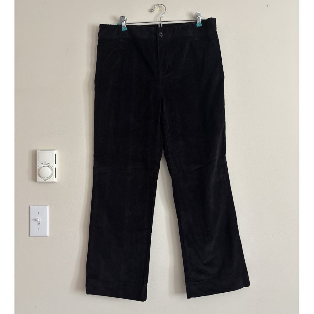 Dressbarn Womens 12 Large Corduroy Velvet Pants Black Whimsigoth Y2K Cotton 90s